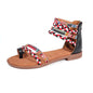 Ethnic Colorful Flat Bottom Sandals - Large Size with Stylish Stitching Design for Comfort and Style