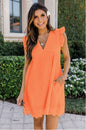 Lace Summer Beach Dress with Pockets - Sleeveless Jacquard Cutout V-Neck