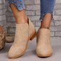 Chunky Heel Ankle Boots with V-Cut Design for Women - Fashionable Fall Winter Short Boots