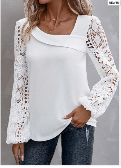 Women's Elegant Long Sleeve T-shirt - Fashionable Loose All-Matching Top