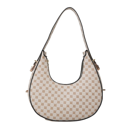 Casual Printed One Shoulder Crescent Bag - Western Style Underarm Bag