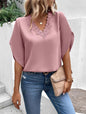 Lace V-neck Loose Shirt with Flared Sleeves