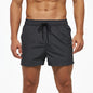Men's Beach Boardshorts Quick-Drying Waterproof Lining Solid Color 3-Point Pants with Back Pocket Zipper