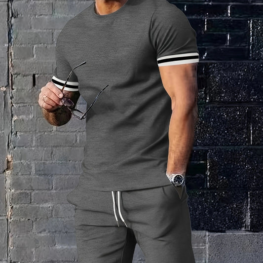 Men's Casual Shorts Set - Short-sleeved T-shirt and Shorts Two-piece Set