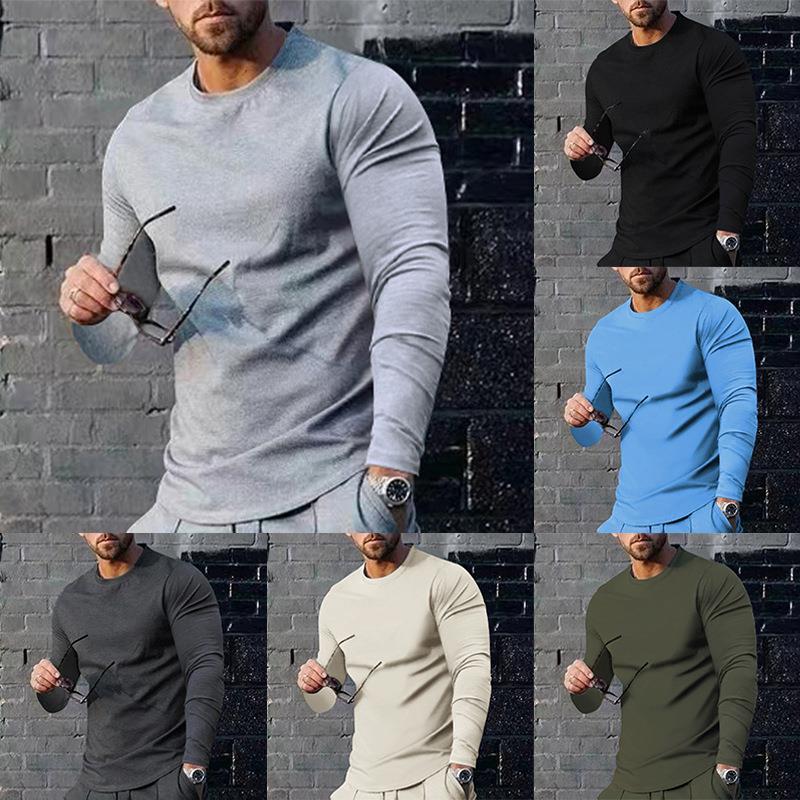 Men's Long-sleeved Solid Color Top Trendy Loose