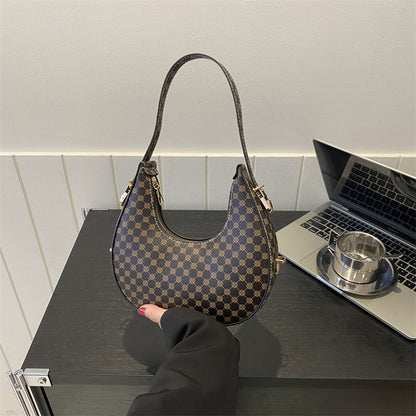 Casual Printed One Shoulder Crescent Bag - Western Style Underarm Bag
