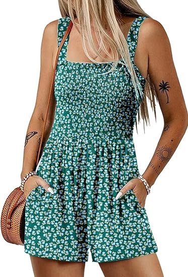 Flower Print Jumpsuit Summer Fashion Sleeveless Beach Bodysuit