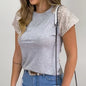 Sequined Summer Blouse O-Neck Short Sleeve Slim Fit - Store 48