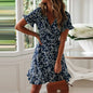 Aachoae Floral Mini Dress for Women - Summer V-Neck Floral Print Mini Dress