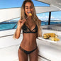 Floral Push-Up Bikini Set - White Padded Bra Swimwear for Women