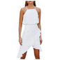Summer Polka Dot Mini Dress with Ruffle Split Design #D3