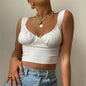 Summer Milkmaid Crop Top for Women - White Ruched Bow Camis